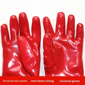 قفازات مطاطية مقاومة للماء بطول 60 سم ومقاومة للحرارة حتى 200 درجة مئوية، مقاومة للأحماض والقلويات والزيوت، ذات ملمس ناعم، قفازات صناعية - Product Image 2