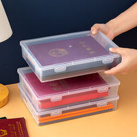 Boîte de rangement empilable Conteneur de magazines avec boucle Portable Project Case Transparent PP Plastique Papier de bureau A4 Multifonction