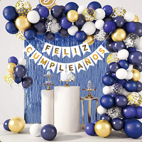 Kit de guirlande de ballons noirs et dorés avec des points de confettis, bannière de ballon noir pour ballon de fête d'anniversaire de mariage