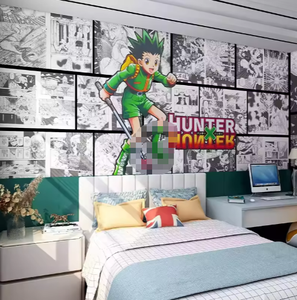 Papel tapiz de Anime japonés, decoración de pared del dormitorio para niños, papel tapiz de cómic en blanco y negro de Hunter Boy - Product Image 4