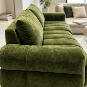 Sofá Seccional Moderno de Terciopelo Verde con Brazos Acolchados y Respaldo con Cojines para Sala de Estar - Product Image 2