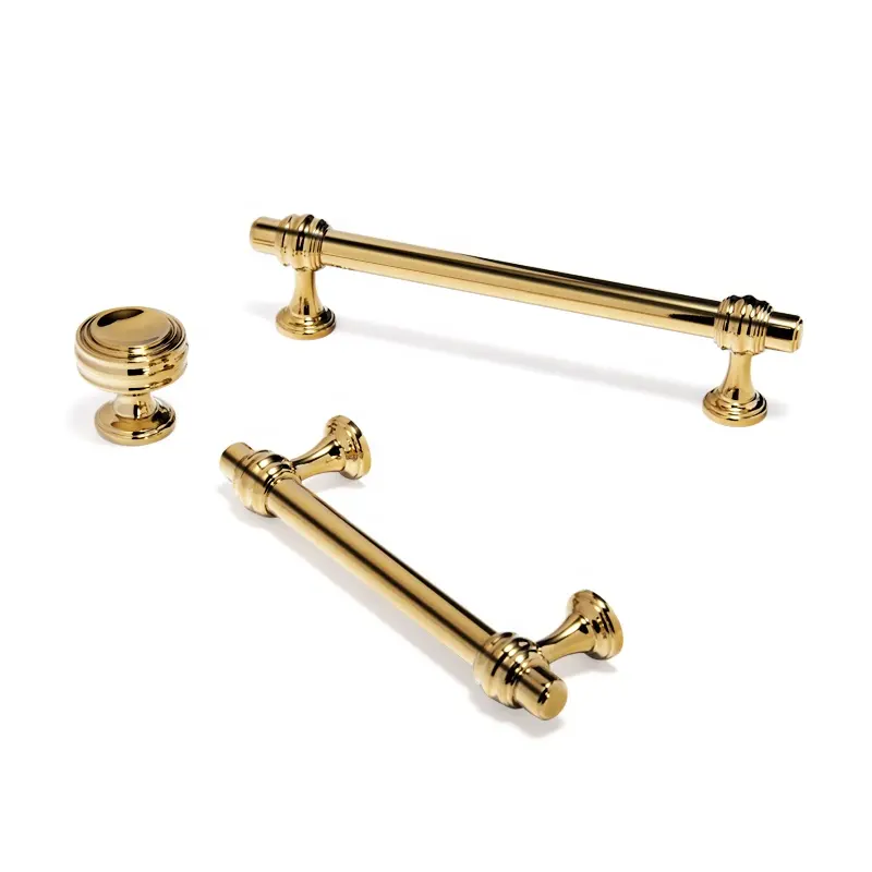 New luxury gold kitchen cabinet pull handle round knobs drawer handles