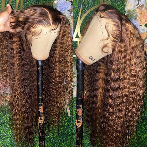 Peluca de Cabello Humano Virgen con Frente de Encaje HD 13x4, 180% de Densidad, con Reflejos de Color, 28 Pulgadas, para Mujeres <span class=keywords><strong>Negras</strong></span> - Product Image 2
