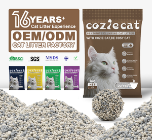 Usine Cat Sand OEM ODM Litière économique de bentonite <span class=keywords><strong>pour</strong></span> animaux de compagnie de haute qualité Parfum écologique Arena Sanitaria Para Gato - Product Image 1