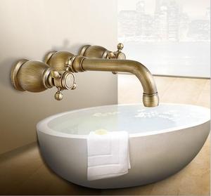 Mezclador de grifo montado en la pared negro de baño de doble manija de lujo de 3 orificios <span class=keywords><strong>grifos</strong></span> de pared de lavabo de latón oculto - Product Image 3