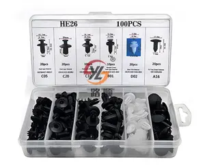 HE26 Kit de sujetadores automotrices 100 piezas Kit de coche parachoques Clips Retenedores de empuje