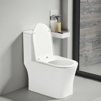 WC monobloc en céramique blanche à double chasse, cuvette allongée, design moderne à siphon, fermeture douce, à poser au sol