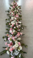 W-FR038 gros jaune soie Rose fleur chemin Table centres de table 200cm fleur artificielle chemin pour la décoration de scène de mariage
