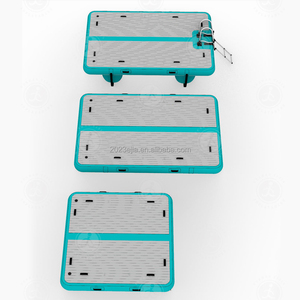 Série <span class=keywords><strong>de</strong></span> plates-formes gonflables flottantes originales avec pompe à air électrique à surface antidérapante pour lac, bateau, piscine, océan - Product Image 1