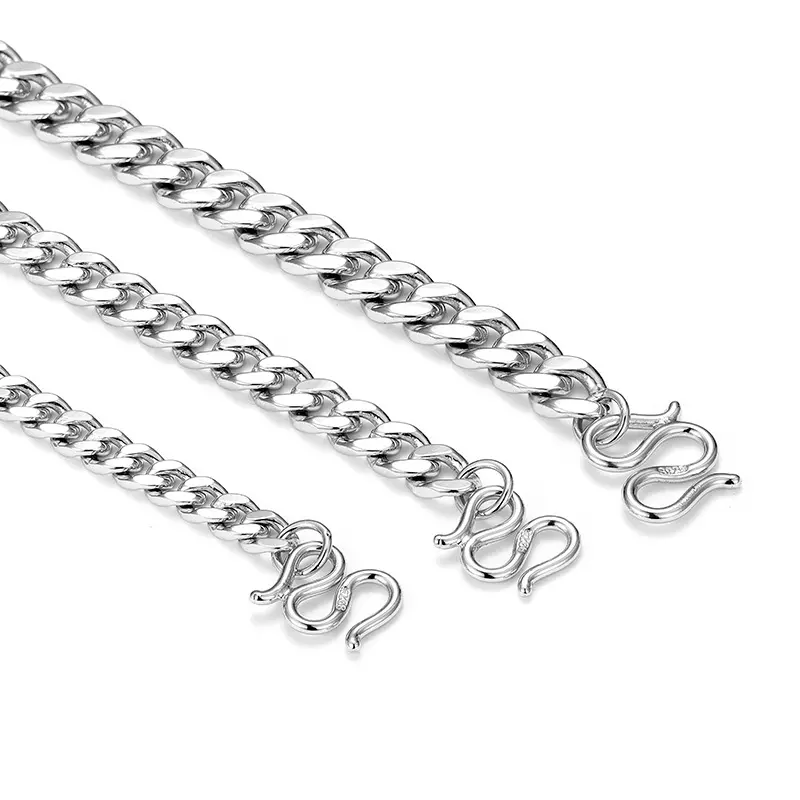 High quality 925 sterling silver hip-hop fashion platinum plated cuban link chain necklace for men jewelry making