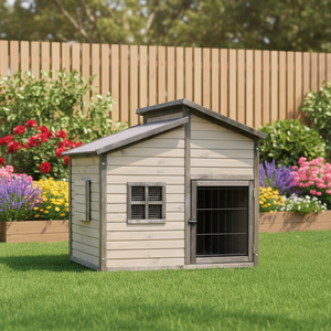 Caseta para Perros de Madera Grande, Impermeable, para Exteriores, Casa para Mascotas de Madera Maciza, Ventana Transpirable, Puerta con Marco de Acero - Product Image 2