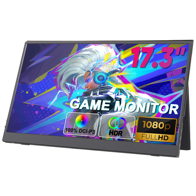 OEM 17.3 Inch FHD IPS Aluminium Alloy Portable LCD Monitor HDR Type-C Powered Anti-Blue Light Built-in Speaker Gaming Laptop