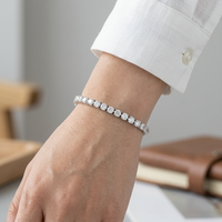 Bracelet tennis en or massif 10K 14K 18K avec diamants de laboratoire taille ronde 3mm à quatre griffes, 6,5 pouces, certifié IGI, vente en gros de joaillerie fine