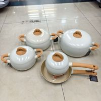 Juego de Ollas UCC de Aluminio Esférico con Inducción, Antiadherente, de 9 Piezas, con Tapas de Vidrio Aptas para Horno, para Exportación