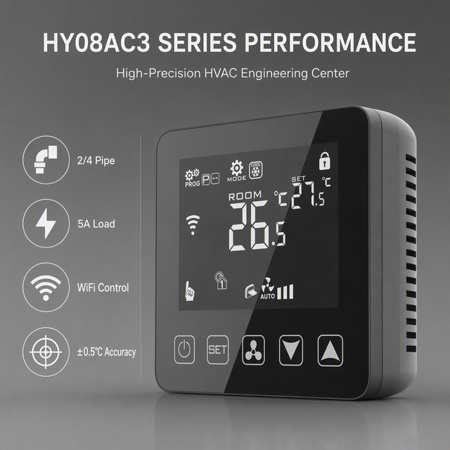 Smart WIFI Control Tuya Digital FCU Thermostat Air Conditioning Cooling Heating Mode RS485 Modbus Communication