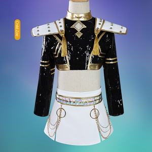 Costume de Cosplay pour Enfants Chasseuse de Sorcières K-Pop, Tenue <span class=keywords><strong>Zoe</strong></span> Rumi Golden Song Noir et Or, Ensemble Transfrontalier - Product Image 4