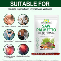 SOLOTREE Custom LOGO Saw Palmetto Softgels 300 stuks 4000mg Equivalent Voedingssupplement voor Mannen Urineweg Gezondheid Ondersteuning