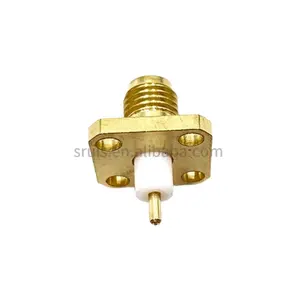 Gold plated Female Pin Terminal Solder 4 Hole Flange Square Panel Mount Jack RF Connector