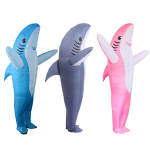 Divertido Disfraz Inflable de Tiburón para Adultos y Niños, Disfraz de Animal para Halloween, Traje Inflable con Temática Oceánica Colorida - Product Image 1