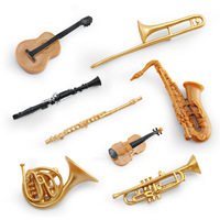 Lelewu Simulation Horn Trombone Clarinet Flute Trumpet Saxophone Violin Guitar Instrument Set Model Decoration
