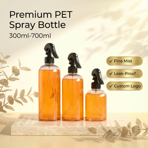 Custom Logo UV Printed 300-700ml PET Plastic Round Pump Sprayer Hand Trigger Perfume Essential Oil Salon Household Cleaning - Product Image 1