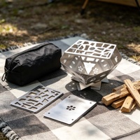 Brasero multifonctionnel en acier inoxydable avec fente pour cartes, brûleur extérieur à bois et charbon de bois pour camping, patio, jardin et loisirs
