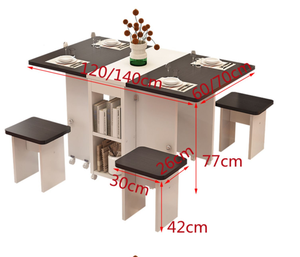 Set <span class=keywords><strong>Tavolo</strong></span> da Pranzo Pieghevole Estensibile, <span class=keywords><strong>Tavolo</strong></span> da <span class=keywords><strong>Cucina</strong></span> Mobile con Armadietto e Ruote Bloccabili per Piccoli Spazi, Casa e Appartamento - Product Image 4