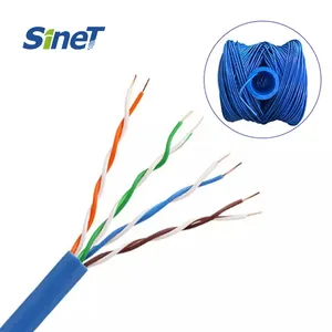 Kabel Speaker Cat5 tembaga padat berbatas Cat5e sesuai Rohs kabel pasangan terpilin tanpa pelindung dalam jaringan komputer 4 pasang