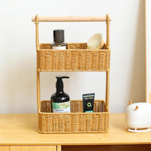 Panier <span class=keywords><strong>de</strong></span> rangement en rotin PE tressé à 2 couches, étanche, avec poignée, idéal pour les étagères, le garde-manger, le bureau, la chambre d'enfant, pour le Ramadan - Product Image 1