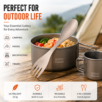 Fourchette-cuillère 2 en 1 en titane pur, couverts de camping ultralégers, vaisselle de randonnée en plein air, OEM