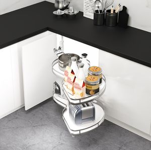 Quincaillerie de cuisine Panier soucoupe volante <span class=keywords><strong>d</strong></span>'<span class=keywords><strong>angle</strong></span> à double étagère pour rangement en armoire - Product Image 6