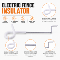 Aislador de esquina blanco offset para poste de madera, 150 mm, brazo único, accesorio para cerca eléctrica, resistente a los rayos UV