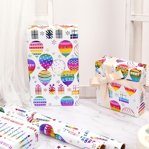 Rollo de papel de regalo de lujo con logotipo de marca personalizado, 80g, estampado de papel de regalo de cumpleaños para embalaje, papel de regalo - Product Image 6