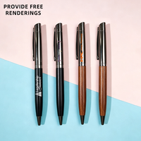Pulpen Gel Hitam 0.5mm yang Dapat Disesuaikan dengan Desain Logam Emas Berpola Kayu dan Cetakan UV yang Dapat Dihapus untuk Penggunaan Kantor & Sekolah