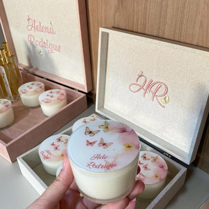 Boîte cadeau décorative brodée pour conférence de presse, boîte à parfum de luxe en bois MDF, emballage en <span class=keywords><strong>tissu</strong></span>, boîte de présentation de bougies - Product Image 2