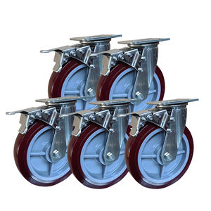 Schwerlast-Edelstahlrollen (304) 4\", 5\", 6\", 8\" aus Polyurethan, fest & drehbar, rostfrei mit Bremsen - Product Image 4