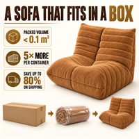 Camel Chenille Caterpillar Sofa, rahmenlos, einteilig, vakuumkomprimiert, für Leseecke und Zuhause