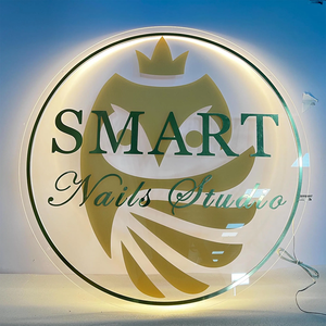 Insegna Luminosa Personalizzata Rotonda in Acrilico Nero con Logo per Decorazione Interna di <span class=keywords><strong>Salone</strong></span> da Parrucchiere - Product Image 2