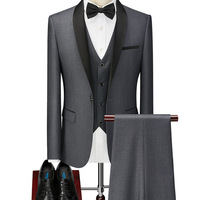 Jas Pria Slim Fit Tiga Potong untuk Pernikahan, Satu Kancing, Double Prong, Single Breasted, Blazer Formal Klasik untuk Bisnis, Bahan Worsted