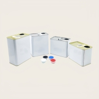 Seau en métal carré FURUN durable de 5 L avec poignée rouge et bouchon à bec verseur, en matériaux recyclés, pour peinture et huile lubrifiante