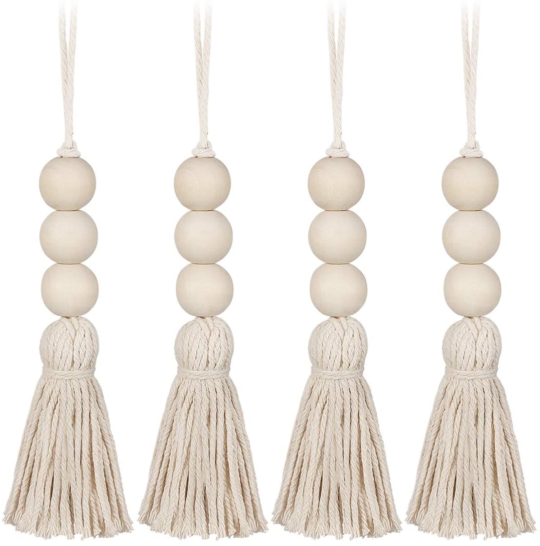 4 шт. дерево из бисера гирлянда, деревенский бусины с страна кисточки домашний декор четки шкаф дверные ручки украшения