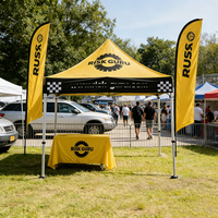 Carpa Plegable con Marco de Aluminio, Tela Oxford 600D Impermeable y Resistente al Fuego, para Uso en Todas las Estaciones, Exhibiciones, Ferias Comerciales, Publicidad con Logotipo