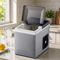 Machine à glaçons électrique automatique, boîtier en acier inoxydable, commande tactile, mini, portable, pour la maison/le bureau, forme de balle, 10-20 kg/jour