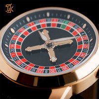 Vente en gros de montre à quartz de casino Ronda 762 Mouvement de roulette rotative Thème de roue Cristal de saphir Bracelet en cuir en acier inoxydable 316L