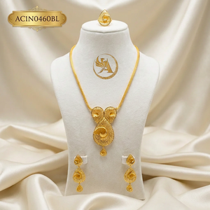 Dubai Style Gold Plated Necklace Set With Rope <b>Chain</b> And Earrings For Women Ethnic Statement Jewelry - Product Image 1