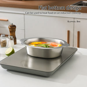 Tazón Ovalado <span class=keywords><strong>de</strong></span> Acero Inoxidable Estilo Coreano con Doble Asa, Fondo Plano, para Ensaladas, Fideos, <span class=keywords><strong>Pollo</strong></span> Frito - Product Image 5