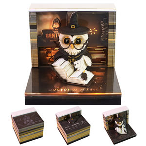 Bloc-notes lumineux 3D en papier découpé pour fans <span class=keywords><strong>de</strong></span> <span class=keywords><strong>Harry</strong></span> Potter, sculpture hibou sorcier, calendrier et bloc-notes <span class=keywords><strong>de</strong></span> bureau - Product Image 1