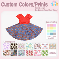 Robe d'été décontractée pour petites filles, à manches courtes, col en V croisé, imprimé homard personnalisé, en tissu doux tissé, coupe évasée
