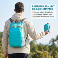 Tas Ransel Lipat Tahan Air Ringan dengan Resleting, Kapasitas Besar, untuk Perjalanan, Gym, Kasual, Fashion, Penyimpanan Mudah, Penggunaan Luar Ruangan