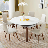 Quanu personnalisé italien moderne rotatif rond 6 places table à manger ensemble table à manger pliante 6 chaises ensemble